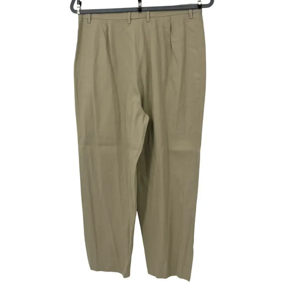 LAFAYETTE 148 NEW YORK Chino Dress Pants Green Clay Pleated Pockets Sz 14 NEW - Picture 7 of 16